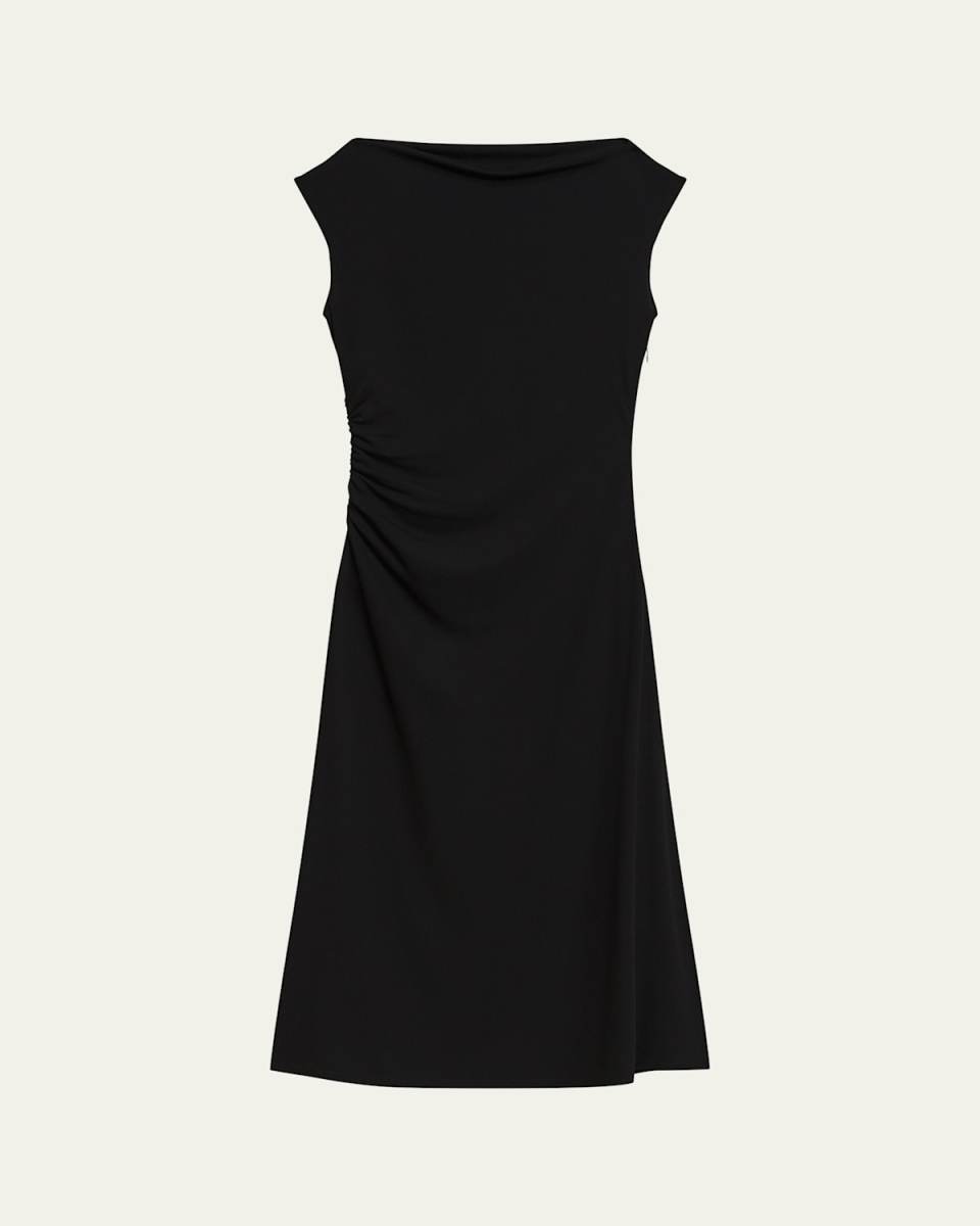 Draped Boat-Neck Midi Dress